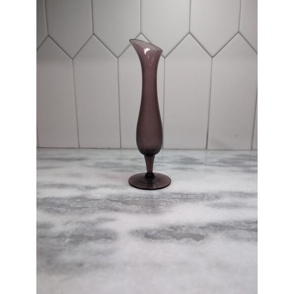 Amethyst Purple Glass Vase, Pedestal Base, 7.75", Vintage Bud Vase, Home Decor - Picture 4 of 10
